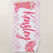 Retro Disco Cowgirl Stijl Gepersonaliseerde Strand Strandlaken (Voorkant)