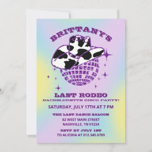 Retro Disco Cowgirl Uitnodiging Bachelorette
