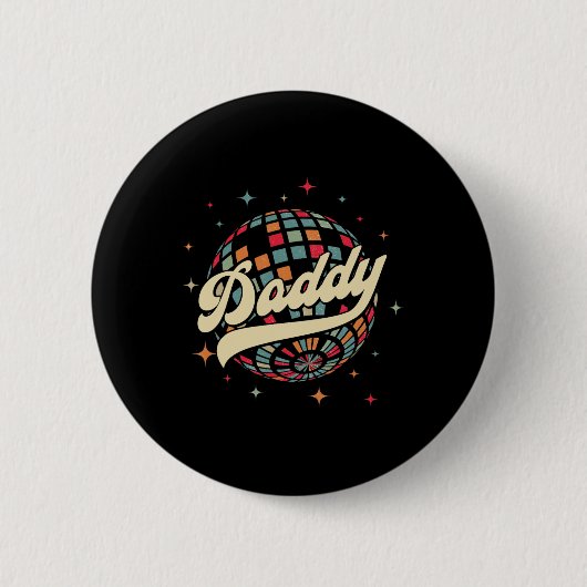 Retro Disco Daddy 60s 70s Mannen Feestkostuum Dad  Ronde Button 5,7 Cm (Voorkant)