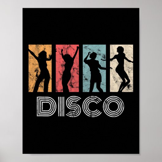Retro Disco Dance 70s 80s Party Dance Dancer Poster (Voorkant)