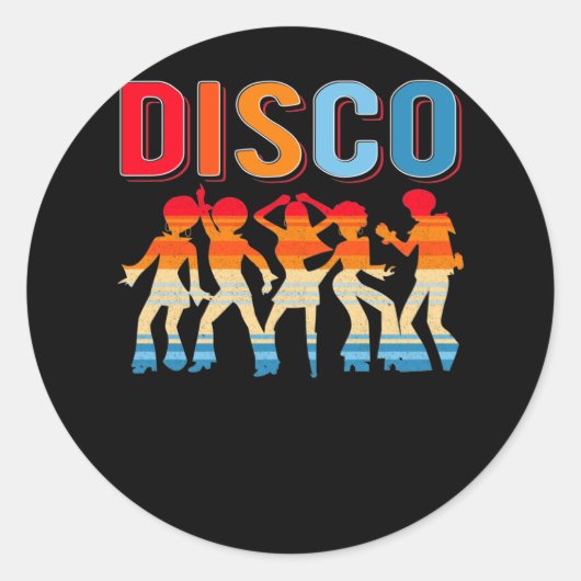 Retro Disco Dansend Girls 70-80-jarige Afrikaanse  Ronde Sticker (Voorkant)
