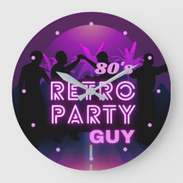 Retro disco dansfeest paarse neon  grote klok