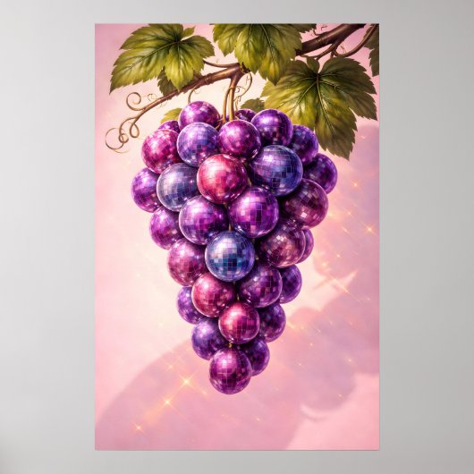 Retro Disco Druivenposter, Maximalistische Pop-muu Poster (Voorkant)