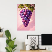 Retro Disco Druivenposter, Maximalistische Pop-muu Poster (Thuiskantoor)