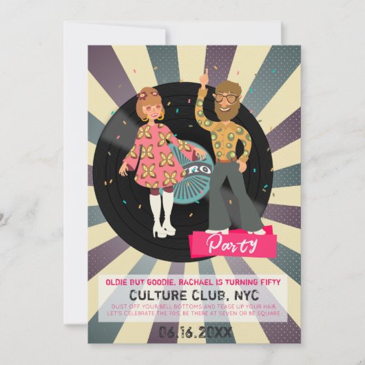 Retro Disco Feest Uitnodiging (Voorkant)