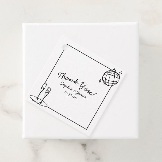 Retro Disco gepersonaliseerde bruiloft dank u Bedankjes Labels (In situ)