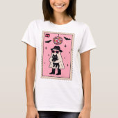 Retro Disco Ghost met Black Cat Halloween Stamp T-shirt (Voorkant)