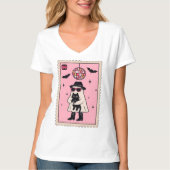 Retro Disco Ghost met Black Cat Halloween Stamp T-shirt (Voorkant)
