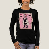 Retro Disco Ghost met Black Cat Halloween Stamp Tri-Blend Shirt (Voorkant)