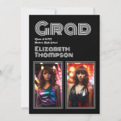 Retro Disco Graduation Party Foto Kaart (Voorkant)