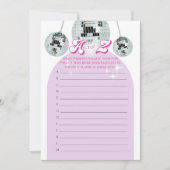 Retro Disco Groove A naar Z Vrijgezellenfeest Game Kaart (Voorkant)