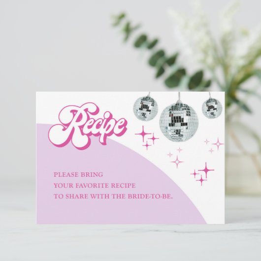 Retro Disco Groove Vrijgezellenfeest Recept Kaarte Informatiekaartje (Staand voorkant)