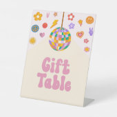 Retro Disco Groovy Gift Table Party Reclamebord Met Voetstuk (Voorkant)