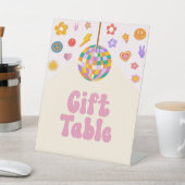 Retro Disco Groovy Gift Table Party Reclamebord Met Voetstuk (Insitu)