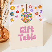 Retro Disco Groovy Gift Table Party Reclamebord Met Voetstuk