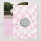 RETRO DISCO HAPPY NIEUW JAAR | Fotofamiliekaart Kaart (Voorkant / Achterkant)