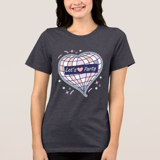 Retro Disco Hart Let's Party Esthetisch T-Shirt (Voorkant)
