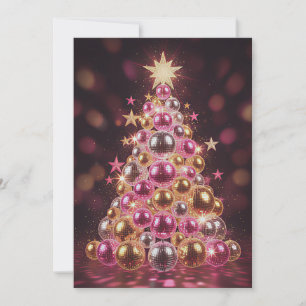 Retro Disco Kerstboom Niet-foto Feestdagenkaart