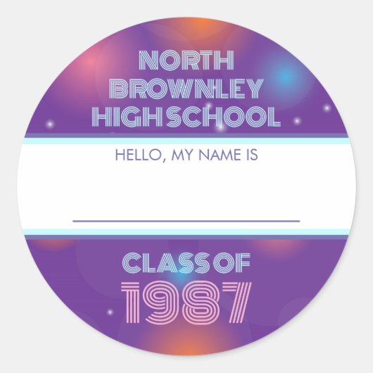Retro disco klasreünie naam sticker (Voorkant)