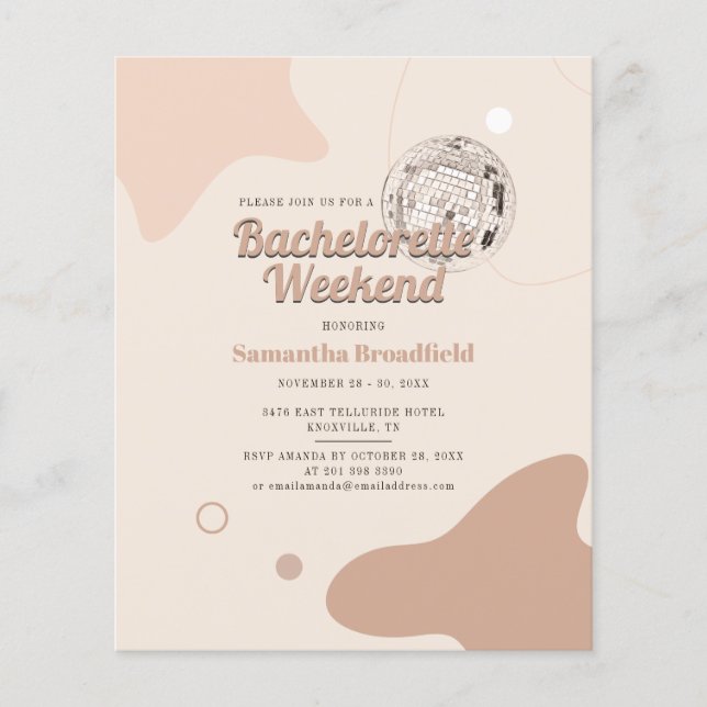 Retro Disco Meidenavondfeest Uitnodiging (Voorkant)