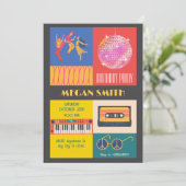 Retro Disco muziekfeest verjaardag Kaart (Staand voorkant)
