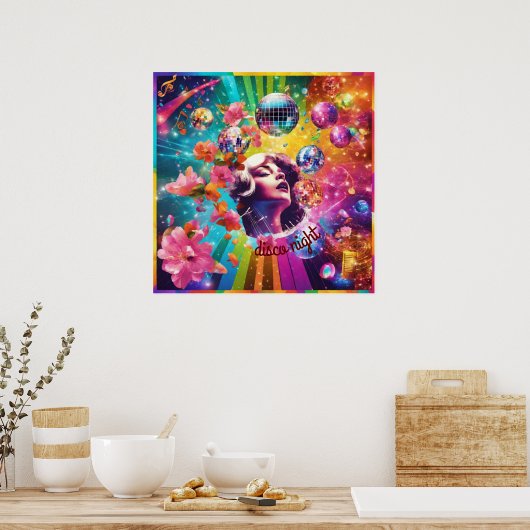 Retro disco nacht poster (Keuken)