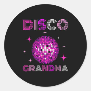 Retro Disco Oma 70s 80s Dansfeest Spiegelbal Ronde Sticker