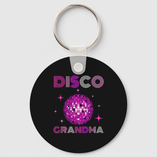 Retro Disco Oma 70s 80s Dansfeest Spiegelbal Sleutelhanger (Voorkant)