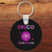 Retro Disco Oma 70s 80s Dansfeest Spiegelbal Sleutelhanger (Voorkant)