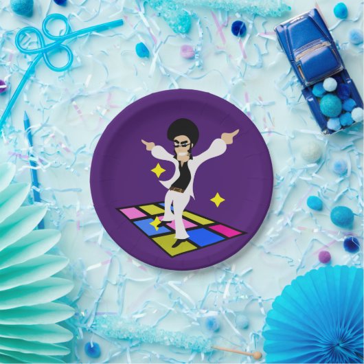 Retro-disco-partij 7 papieren bordje (Feest)