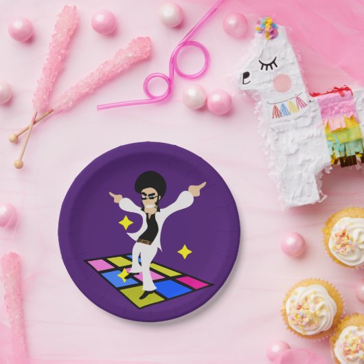 Retro-disco-partij 7 papieren bordje (Feest)
