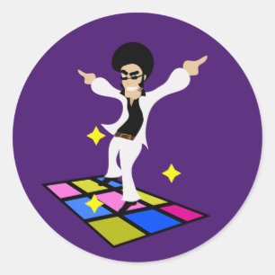 Retro-disco-partij 7 ronde sticker
