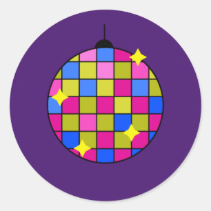 Retro-disco-partij 7 ronde sticker