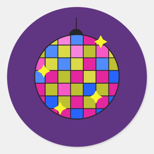 Retro-disco-partij 7 ronde sticker (Voorkant)