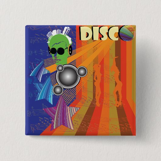 Retro Disco Party 70s Funk Art Vierkante Button 5,1 Cm (Voorkant)