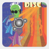 Retro Disco Party 70s Funk Art Vierkante Sticker (Voorkant)