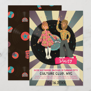Retro Disco Party Invitation Kaart