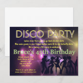Retro Disco Party Theme Invitation Kaart (Voorkant / Achterkant)