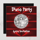 Retro Disco Party-uitnodiging Kaart (Voorkant / Achterkant)