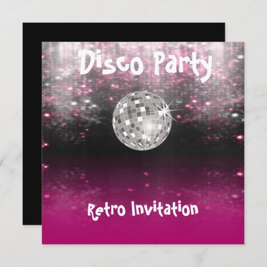 Retro Disco Party-uitnodiging Kaart (Voorkant / Achterkant)