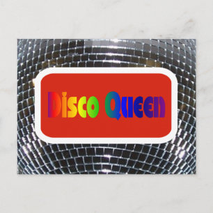 Retro Disco Queen Shiny Mirror Disco Ball Briefkaart