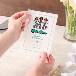 Retro Disco Queens Verjaardagsfeestje Foto Vellum Uitnodigingen