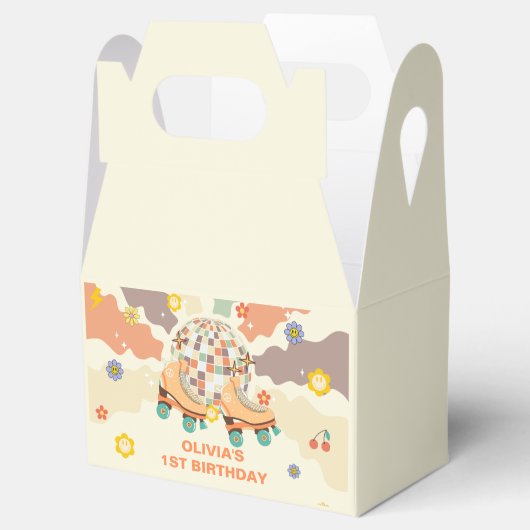 Retro Disco Roller Schaats 1e Verjaardag Bedankdoosjes (Geopend)