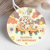 Retro Disco Roller Schaats 1e Verjaardag Bedankjes Labels