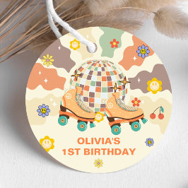 Retro Disco Roller Schaats 1e Verjaardag Bedankjes Labels