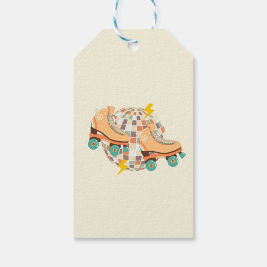 Retro Disco Roller Schaats 1e Verjaardag Cadeaulabel (Achterkant)