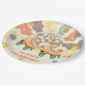 Retro Disco Roller Schaats 1e Verjaardag Papieren Bordje (Gekanteld)