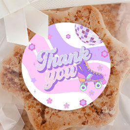 Retro Disco Roller Schaats 1e Verjaardag Ronde Sticker