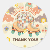Retro Disco Roller Schaats 1e Verjaardag Ronde Sticker (Voorkant)