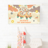 Retro Disco Roller Schaats 1e Verjaardag Spandoek (Insitu)